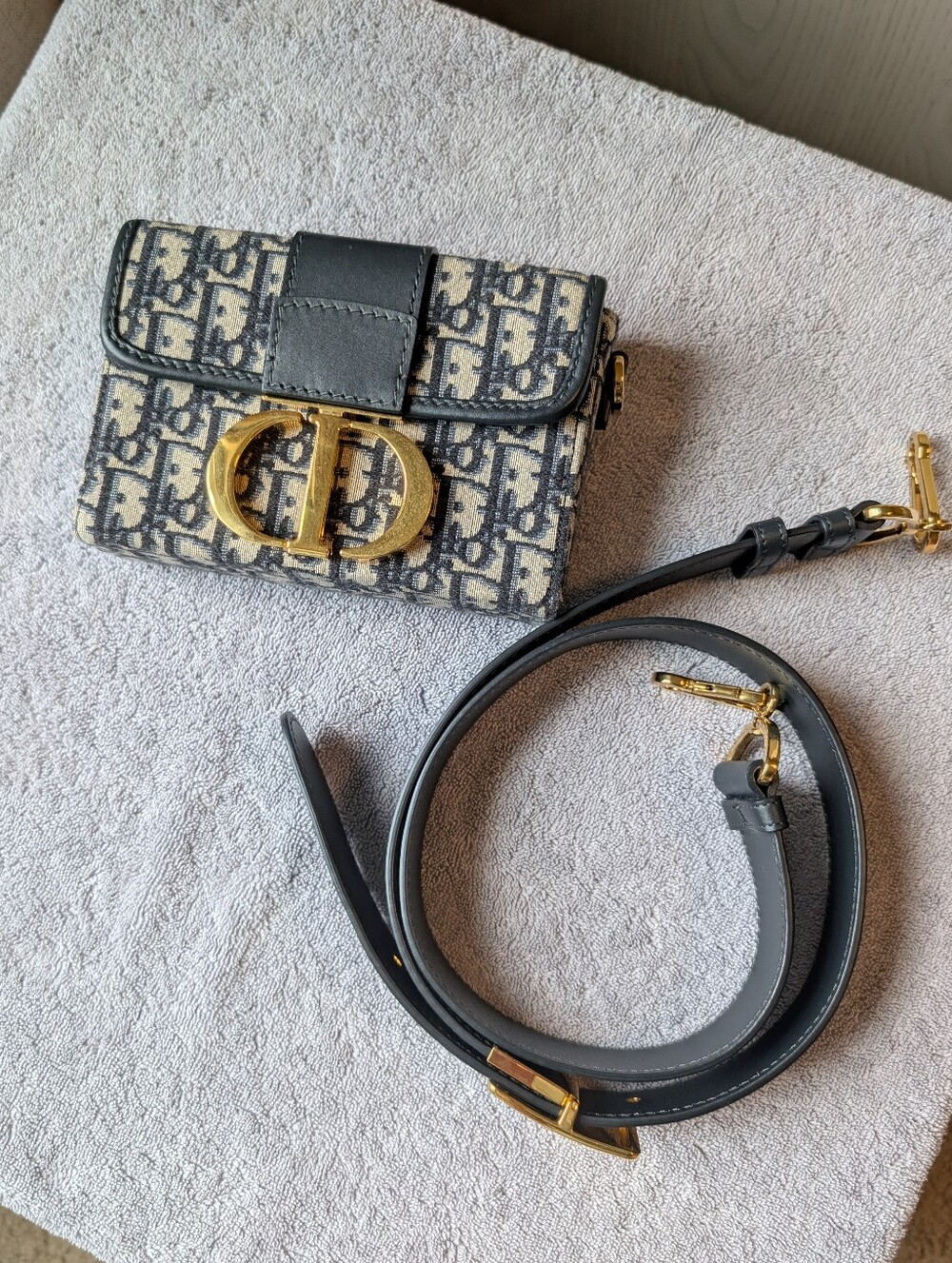 Fabric And Leather Mini Crossbody Bag/Clutch